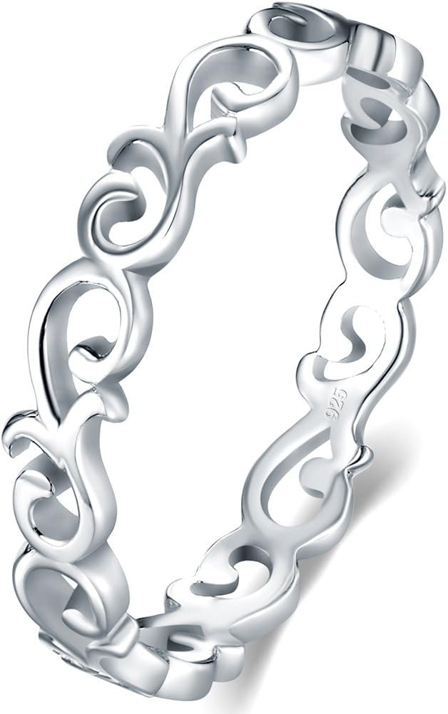 925 Sterling Silver Celtic Knot Heart Wedding Band